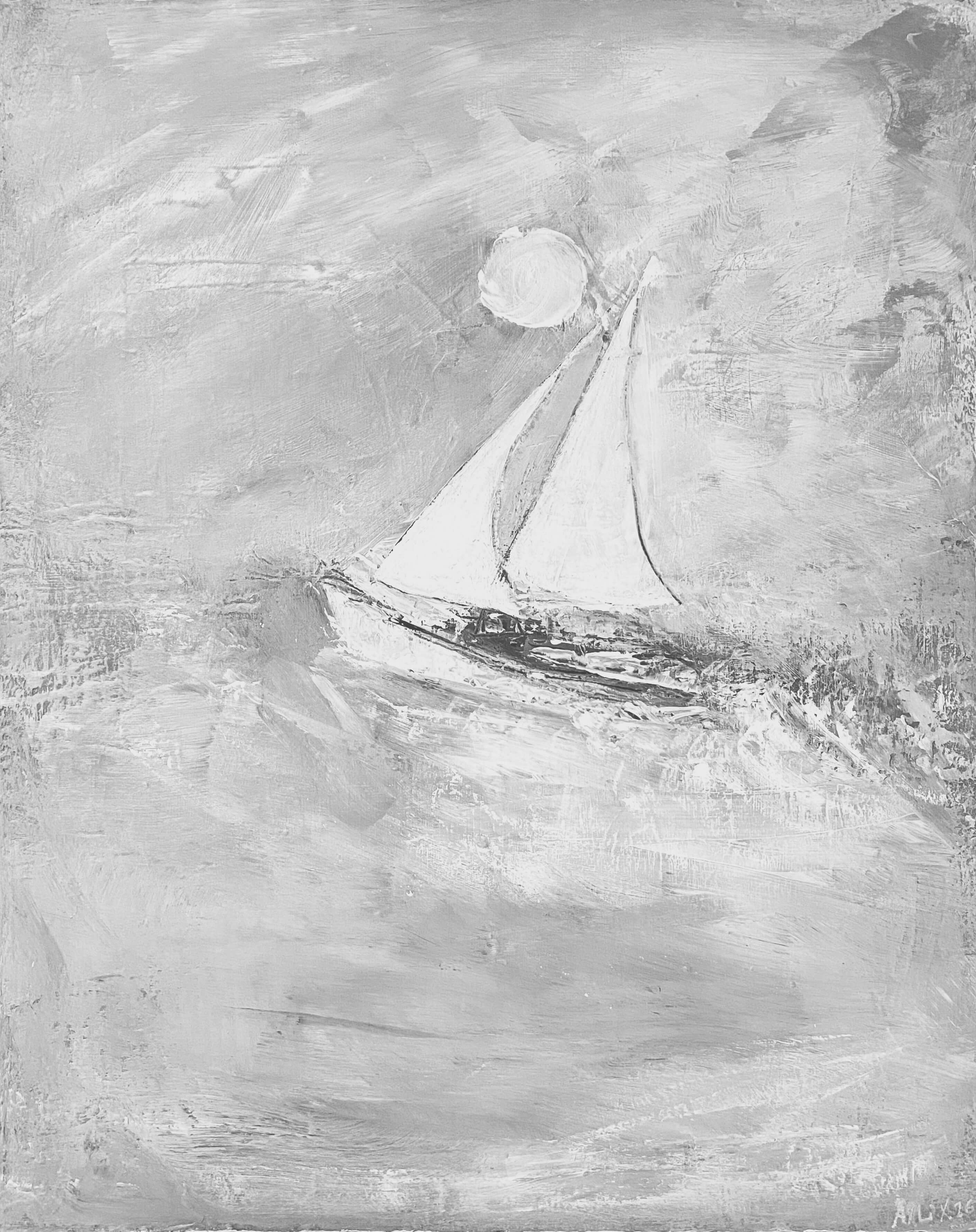 tableau bateau sur mer