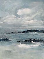 mer et vent d'hiver avec rochers sombres