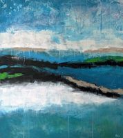 Paysage bleu et vert