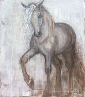 Cheval beige, longue crinière, tranquilo